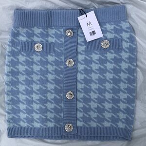 AKIRA Crochet Blue Multi Mini Skirt  RN# 148564 NWT